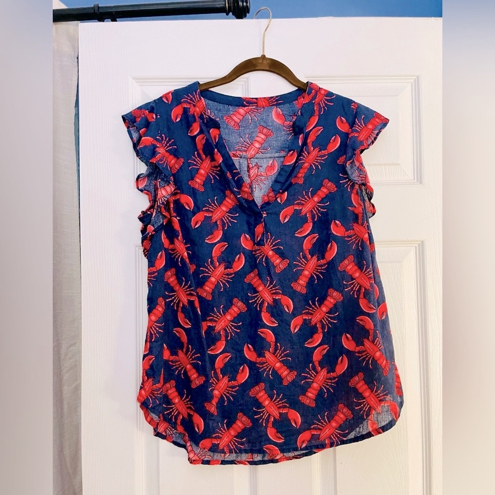 Linen lobster top